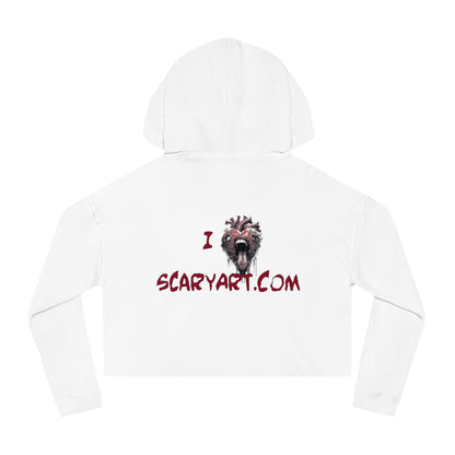 Cropped Hoodie with Floral Skull Design, Halloween Sweatshirt, Stylish Casual Top, Trendy Day of the Dead Apparel, Unique Gift for Her
