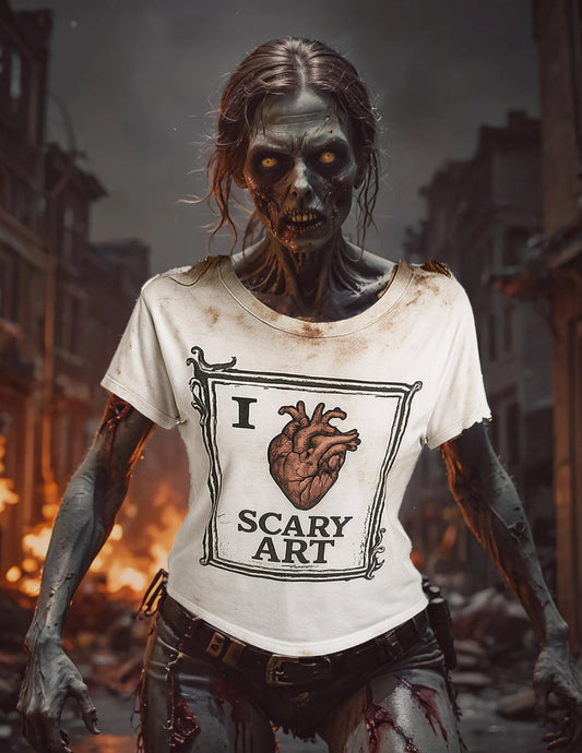 I Heart Scary Art T-shirt – Bold Horror-Inspired Design for Art Lovers & Horror Fans