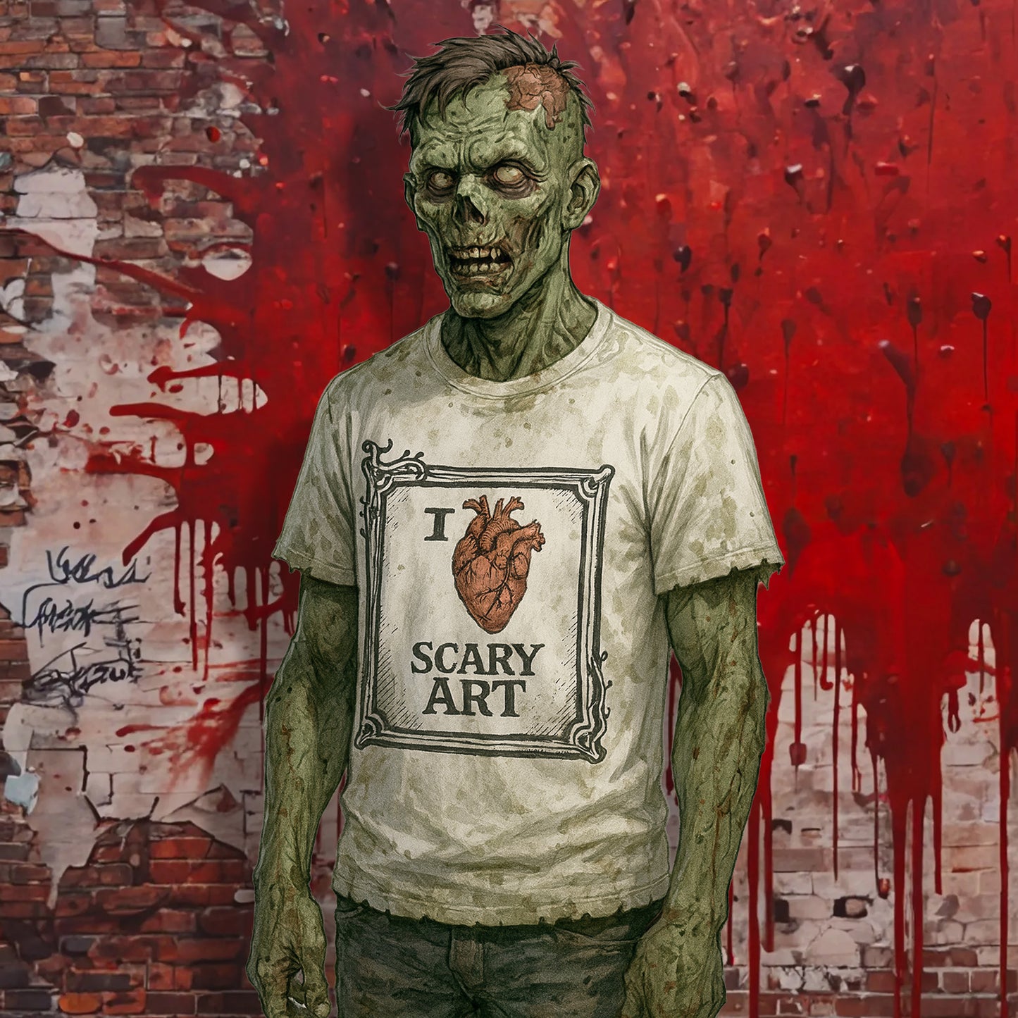 I Heart Scary Art T-shirt – Bold Horror-Inspired Design for Art Lovers & Horror Fans